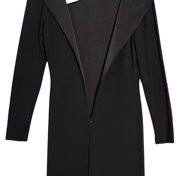 David Meister Dress Asymmetrical Keyhole Neckline Long Sleeve | Black | 10 - Picture 7 of 10